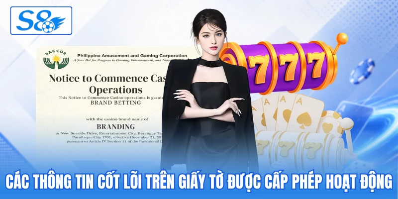 Các thông tin cốt lõi trên giấy tờ được cấp phép hoạt động